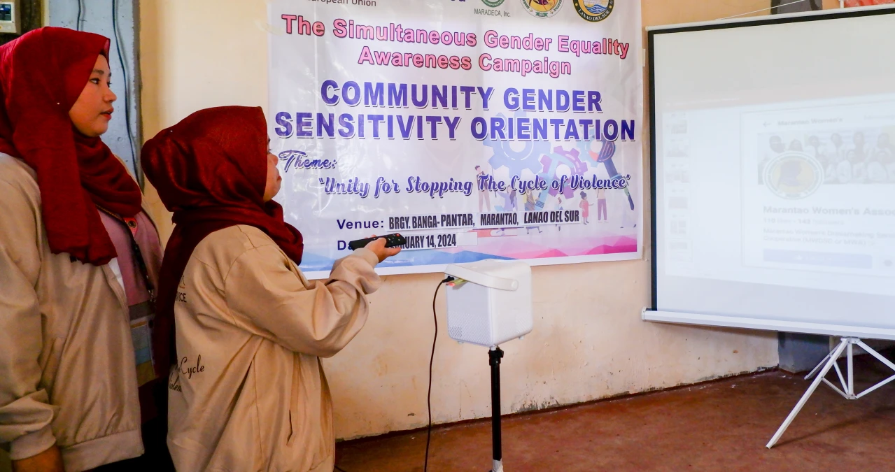 Gender Awareness Campaign conducted by the Marantao Women’s Dressmaking Service Cooperative under the Financial Support to Third Parties, one of the key components of the Strengthening Capacities of Civil Society in Caraga and BARMM for Good Governance. The campaign aims to help eradicate gender-based violence in Marantao, Lanao del Sur, Philippines.