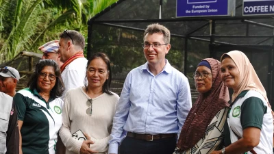 EU Ambassador Massimo Santoro visits coffee-growing areas in Basilan, Philippines.